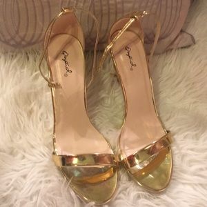 Qupid Gold Ankle Single Strap Sandal “Grammy 01”